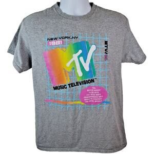 Official 2021 MTV Music Television List of Classic shows Gray Tshirt Size M